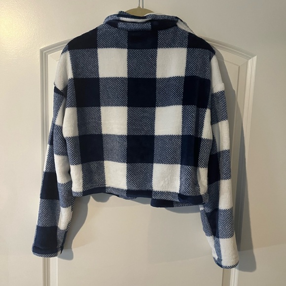 Shein Blue and White Plaid Cropped Jacket Size Small - Picture 5 of 5